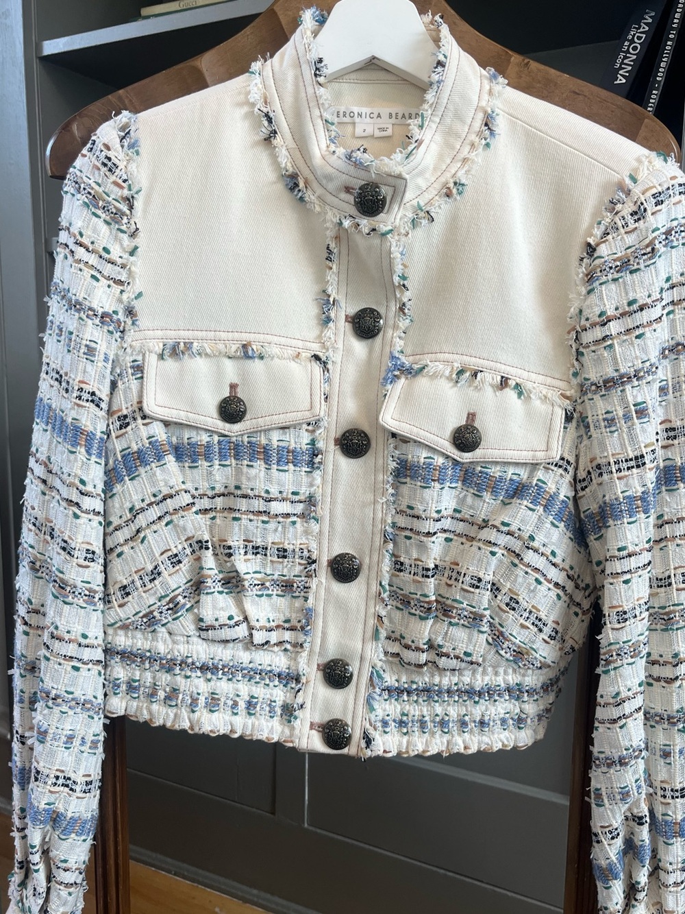 Veronica Beard Darren Tweed Jacket in Ecru Multi